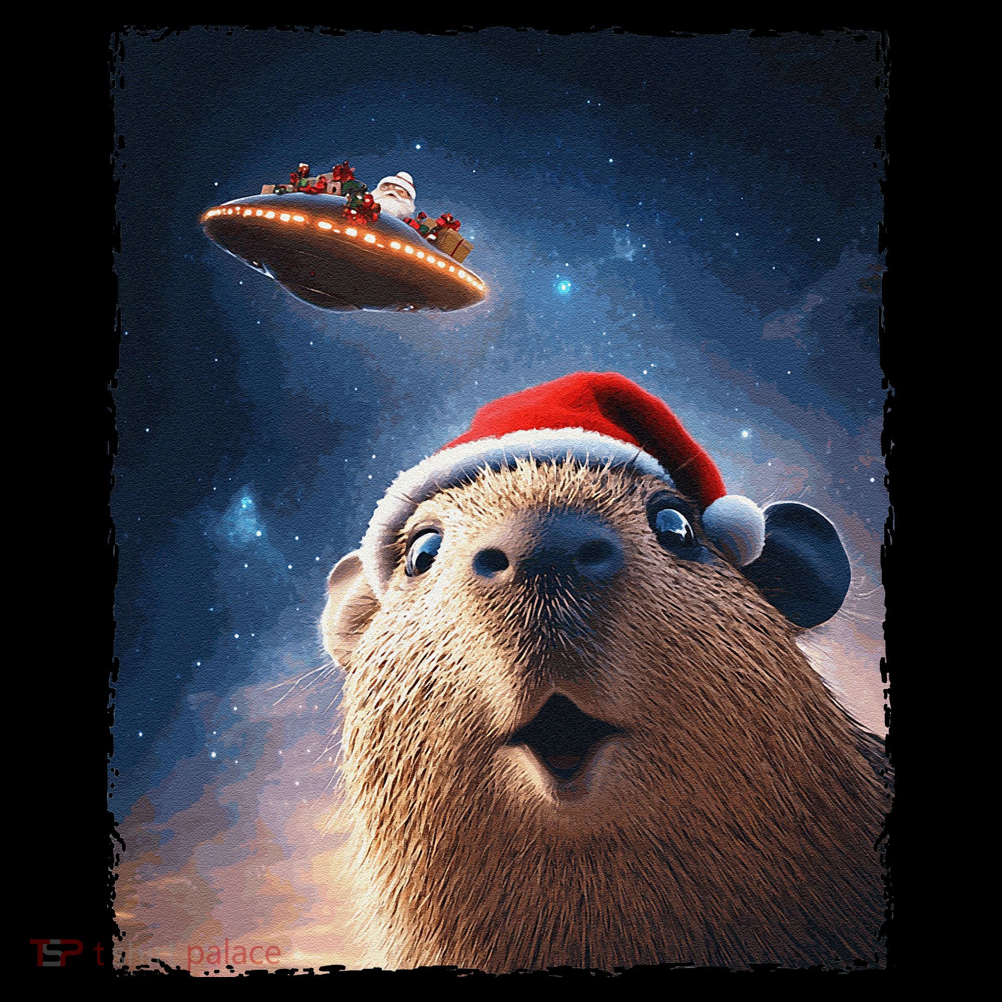 Funny Capybara Selfie Santa Ufo Xmas Christmas Coffee Mug