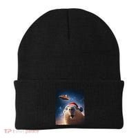 Funny Capybara Selfie Santa Ufo Xmas Christmas Beanie thumb 0