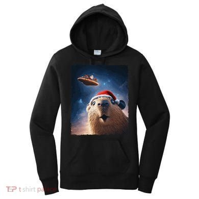 Funny Capybara Selfie Santa Ufo Xmas Christmas Women's Hoodie