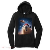 Funny Capybara Selfie Santa Ufo Xmas Christmas Women's Hoodie thumb 0