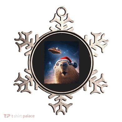 Funny Capybara Selfie Santa Ufo Xmas Christmas Ornament