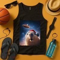 Funny Capybara Selfie Santa Ufo Xmas Christmas Tank Top thumb 4