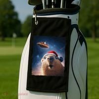 Funny Capybara Selfie Santa Ufo Xmas Christmas Golf Towel thumb 2