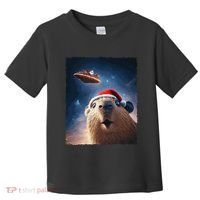 Funny Capybara Selfie Santa Ufo Xmas Christmas Toddler T-Shirt thumb 0