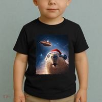 Funny Capybara Selfie Santa Ufo Xmas Christmas Toddler T-Shirt thumb 2