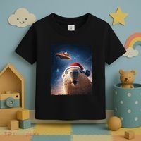 Funny Capybara Selfie Santa Ufo Xmas Christmas Toddler T-Shirt thumb 3