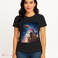 Funny Capybara Selfie Santa Ufo Xmas Christmas Women's T-Shirt thumb 4