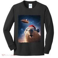Funny Capybara Selfie Santa Ufo Xmas Christmas Kids Long Sleeve Shirt thumb 0