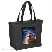 Funny Capybara Selfie Santa Ufo Xmas Christmas Tote Bag thumb 2