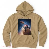 Funny Capybara Selfie Santa Ufo Xmas Christmas Hoodie thumb 0