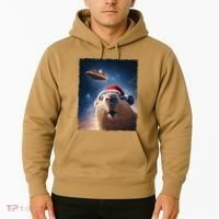 Funny Capybara Selfie Santa Ufo Xmas Christmas Hoodie thumb 2
