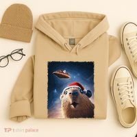 Funny Capybara Selfie Santa Ufo Xmas Christmas Hoodie thumb 4