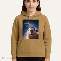 Funny Capybara Selfie Santa Ufo Xmas Christmas Hoodie thumb 5
