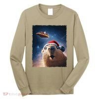 Funny Capybara Selfie Santa Ufo Xmas Christmas Long Sleeve Shirt thumb 0