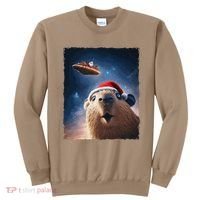 Funny Capybara Selfie Santa Ufo Xmas Christmas Sweatshirt thumb 0
