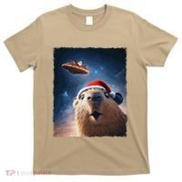 Funny Capybara Selfie Santa Ufo Xmas Christmas T-Shirt thumb 0
