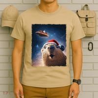 Funny Capybara Selfie Santa Ufo Xmas Christmas T-Shirt thumb 6