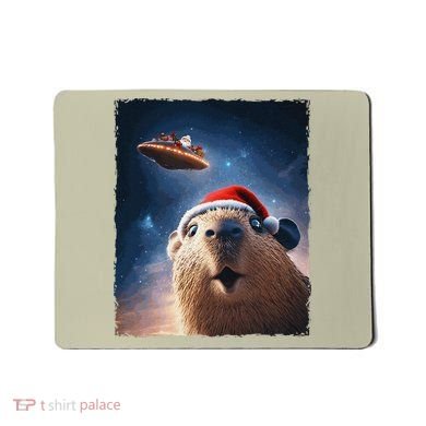 Funny Capybara Selfie Santa Ufo Xmas Christmas Mousepad