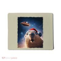 Funny Capybara Selfie Santa Ufo Xmas Christmas Mousepad thumb 0