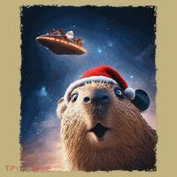Funny Capybara Selfie Santa Ufo Xmas Christmas Kids T-Shirt thumb 2