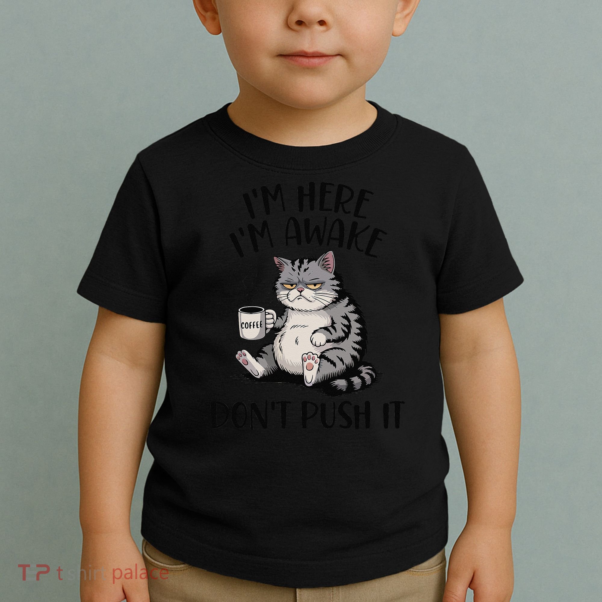 Funny Coffee Sarcastic Cat Lover Morning Vibes saying Toddler T-Shirt