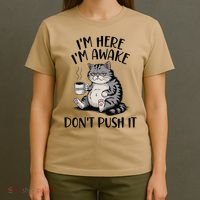 Funny Coffee Sarcastic Cat Lover Morning Vibes saying T-Shirt thumb 4