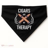 Funny Cigar Smoker Cigars Are My Therapy Gift USA-Made Doggie Bandana thumb 0