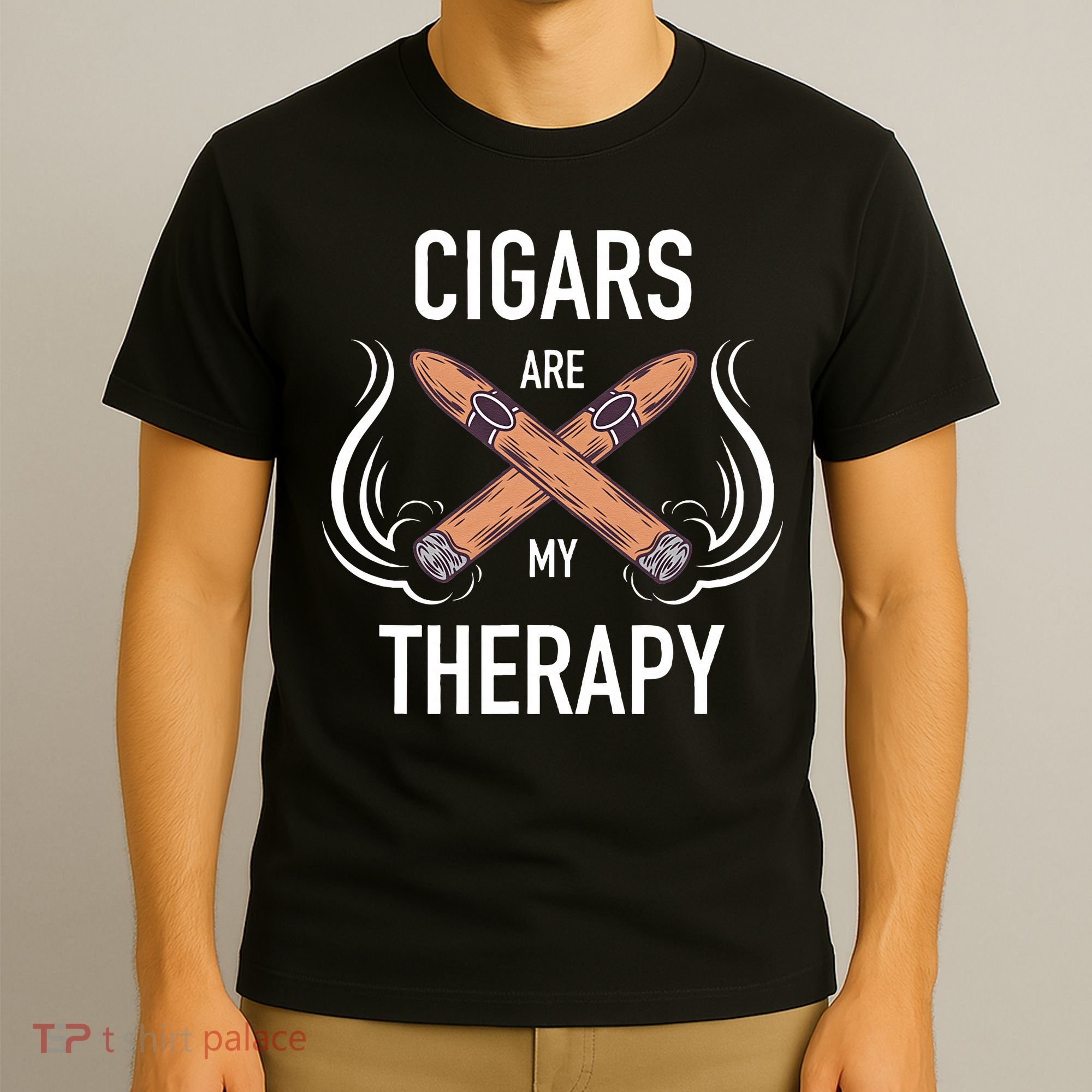 Funny Cigar Smoker Cigars Are My Therapy Gift T-Shirt