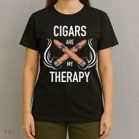 Funny Cigar Smoker Cigars Are My Therapy Gift T-Shirt thumb 4