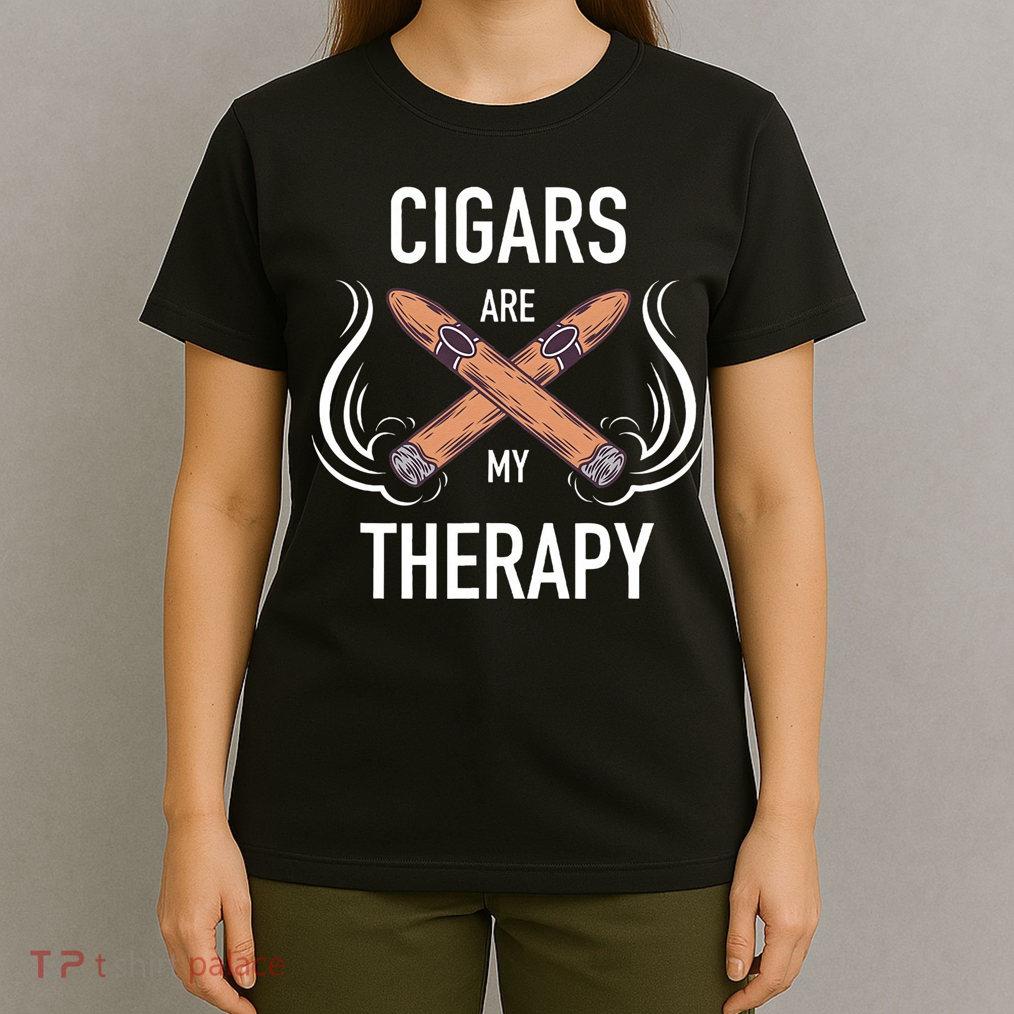 Funny Cigar Smoker Cigars Are My Therapy Gift T-Shirt