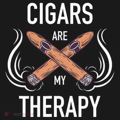 Funny Cigar Smoker Cigars Are My Therapy Gift V-Neck T-Shirt