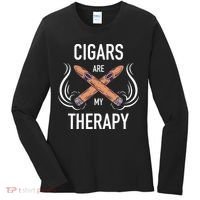 Funny Cigar Smoker Cigars Are My Therapy Gift Women's Long Sleeve Shirt thumb 0