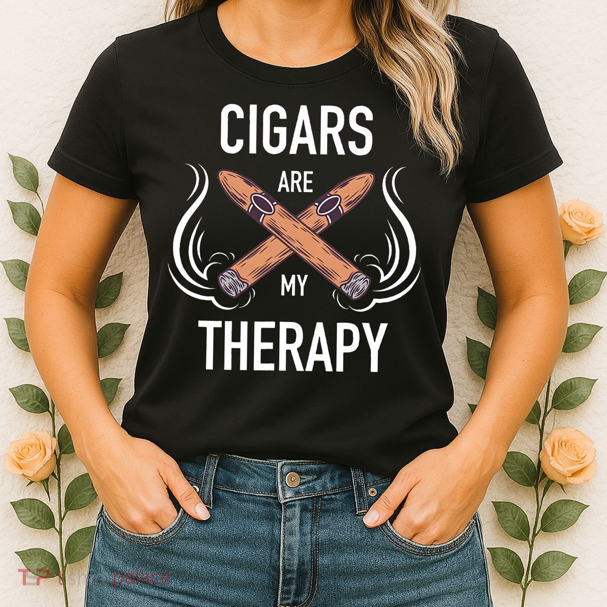 Funny Cigar Smoker Cigars Are My Therapy Gift Women's T-Shirt