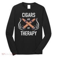 Funny Cigar Smoker Cigars Are My Therapy Gift Long Sleeve Shirt thumb 0