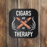 Funny Cigar Smoker Cigars Are My Therapy Gift Coaster thumb 0