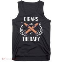 Funny Cigar Smoker Cigars Are My Therapy Gift Tank Top thumb 0