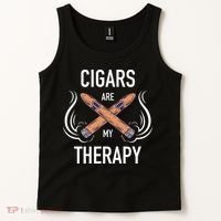 Funny Cigar Smoker Cigars Are My Therapy Gift Tank Top thumb 2