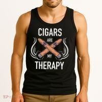 Funny Cigar Smoker Cigars Are My Therapy Gift Tank Top thumb 3