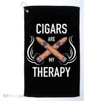 Funny Cigar Smoker Cigars Are My Therapy Gift Golf Towel thumb 0