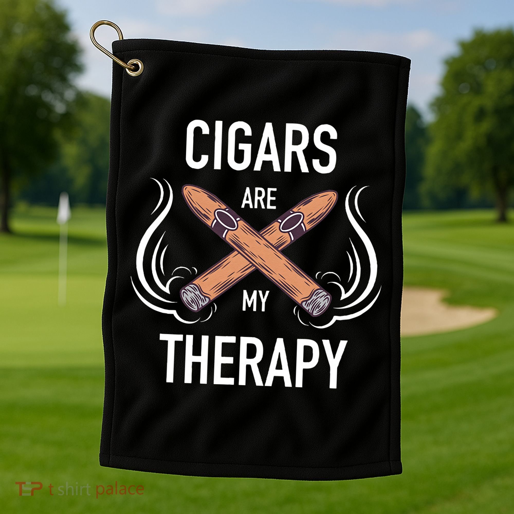 Funny Cigar Smoker Cigars Are My Therapy Gift Golf Towel