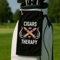 Funny Cigar Smoker Cigars Are My Therapy Gift Golf Towel thumb 2