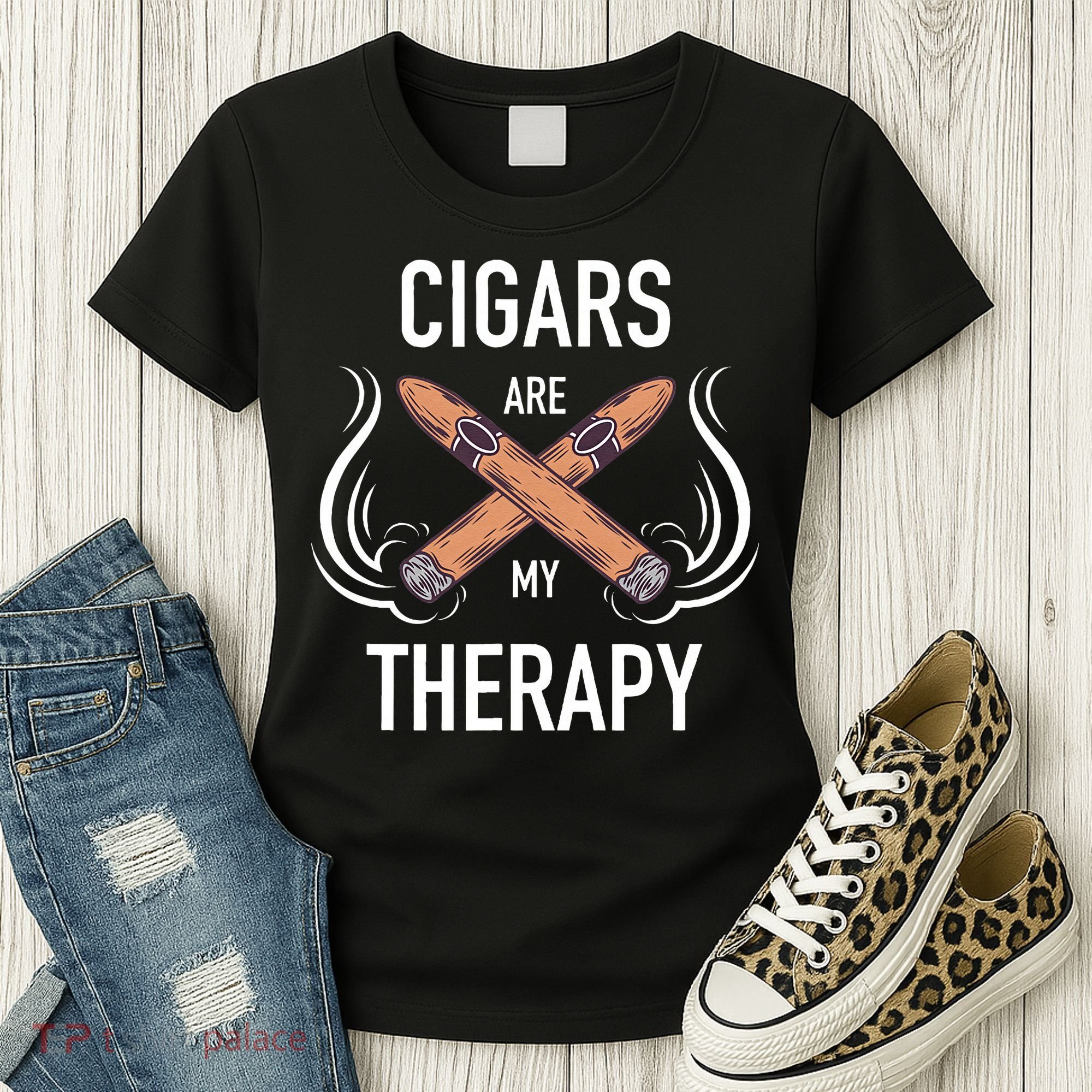 Funny Cigar Smoker Cigars Are My Therapy Gift Women's T-Shirt