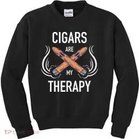 Funny Cigar Smoker Cigars Are My Therapy Gift Kids Sweatshirt thumb 0
