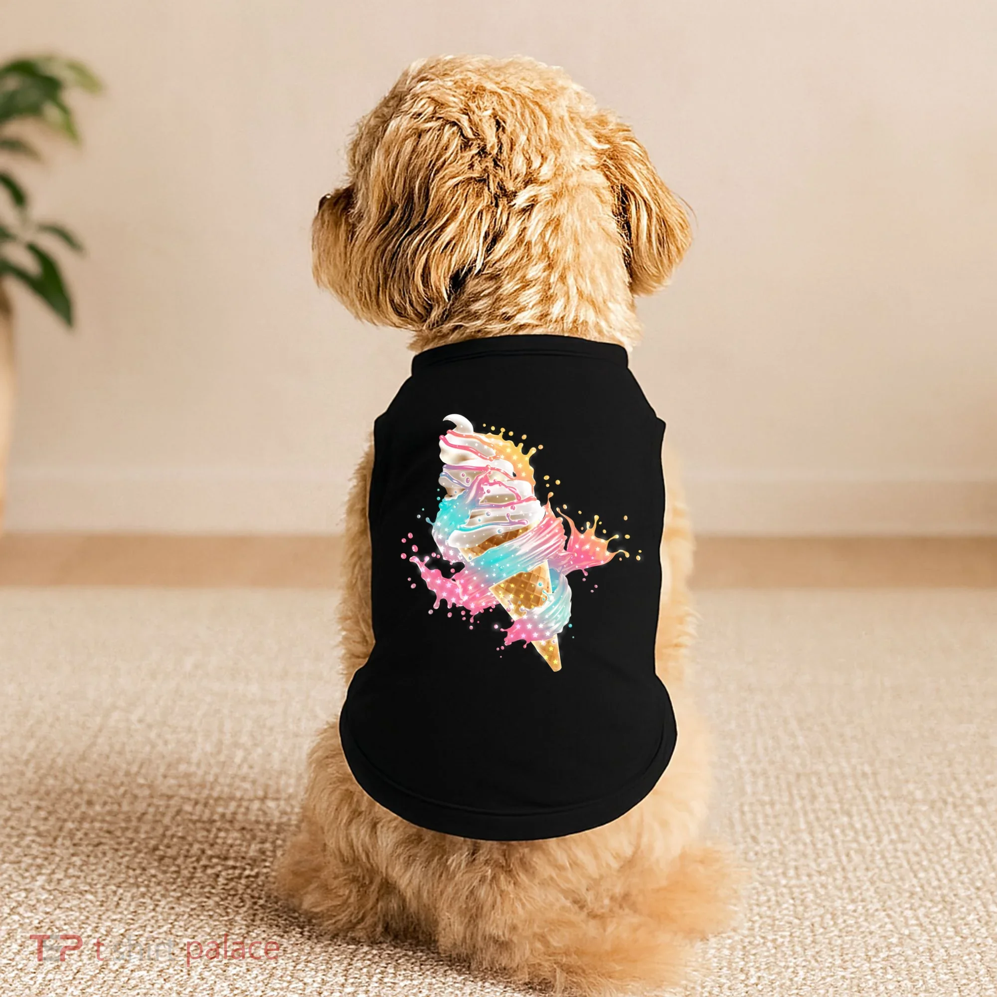Fun Colorful Summer Time Vanilla Ice Cream Doggie Tank