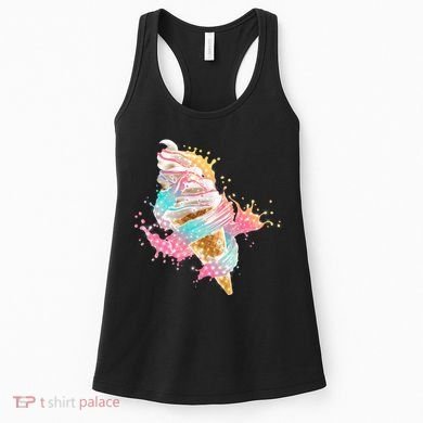 Fun Colorful Summer Time Vanilla Ice Cream Women's Tank Top