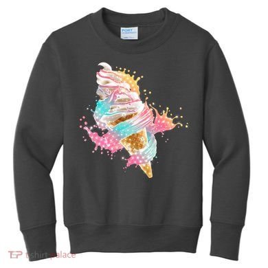 Fun Colorful Summer Time Vanilla Ice Cream Kids Sweatshirt