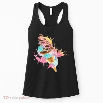 Fun Colorful Summer Time Chocolate Ice Cream Women's Tank Top