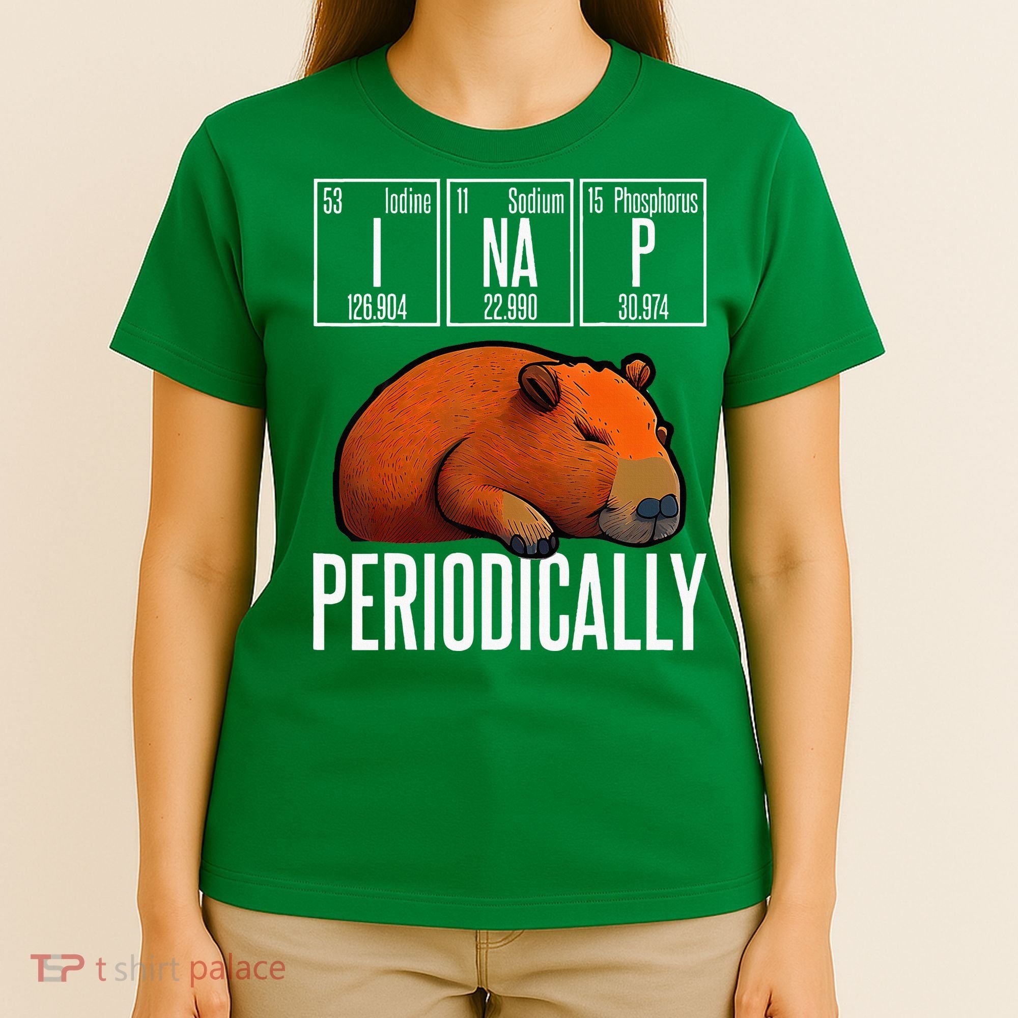 Funny Chemistry Science I Nap Periodically Capybara Lover T-Shirt