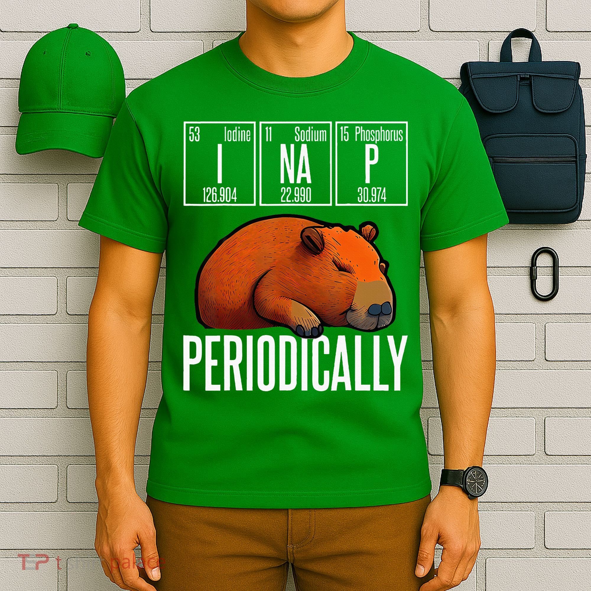 Funny Chemistry Science I Nap Periodically Capybara Lover T-Shirt