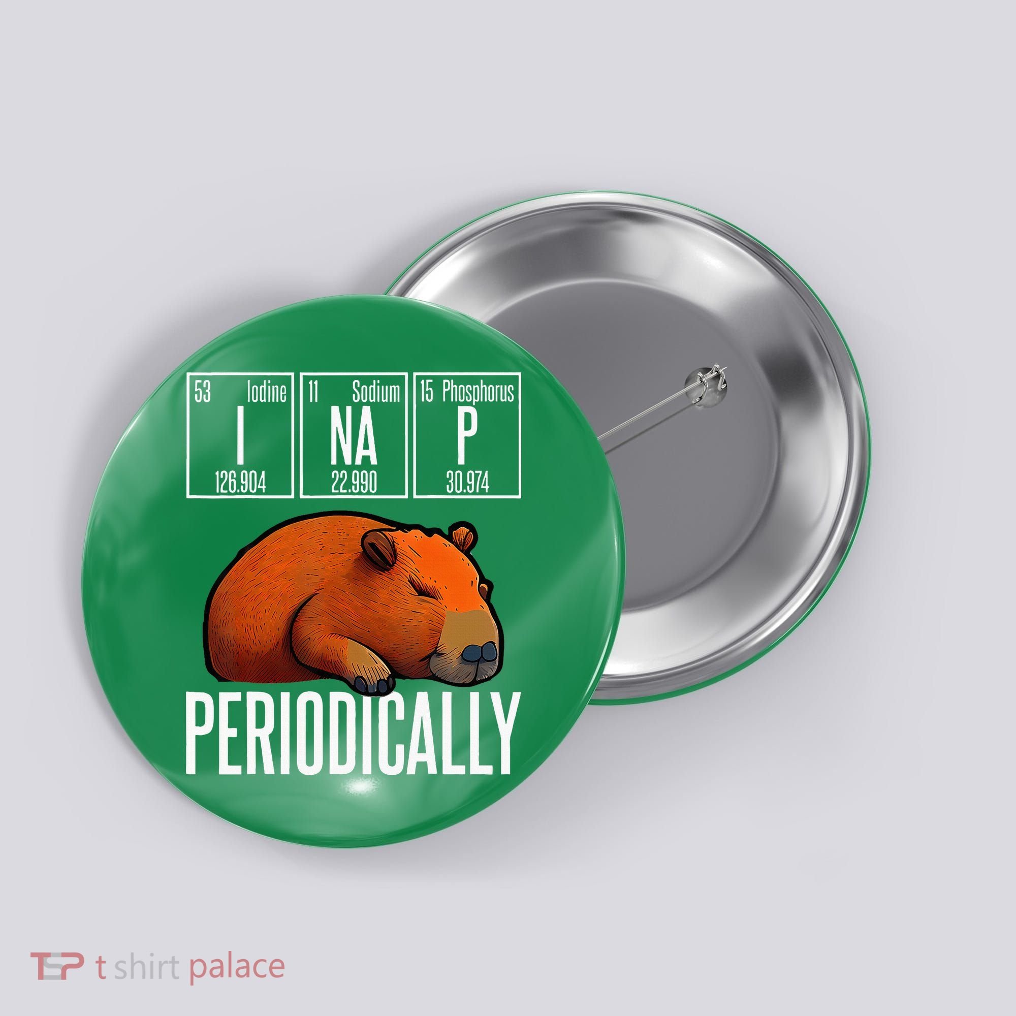 Funny Chemistry Science I Nap Periodically Capybara Lover Button